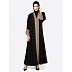 Double layered Dubai abaya- Black-Khaki